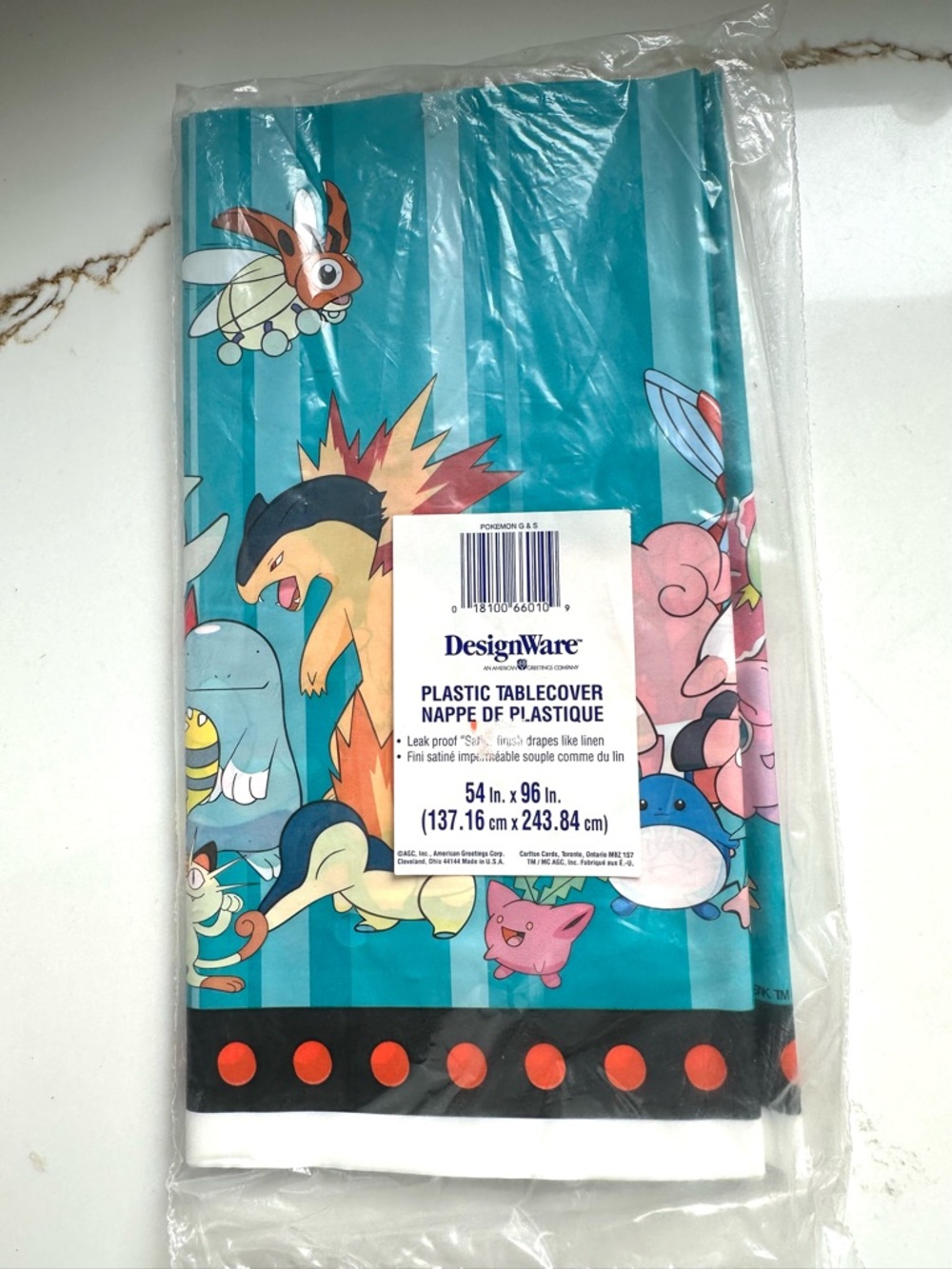 Nintendo 2000 vintage VTG Pokemon Plastic Party Tablecloth Cover - Picture 2 of 3